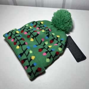 LED Christmas Light-Up Knit Beanie Hat‎ with a Pom-Pom